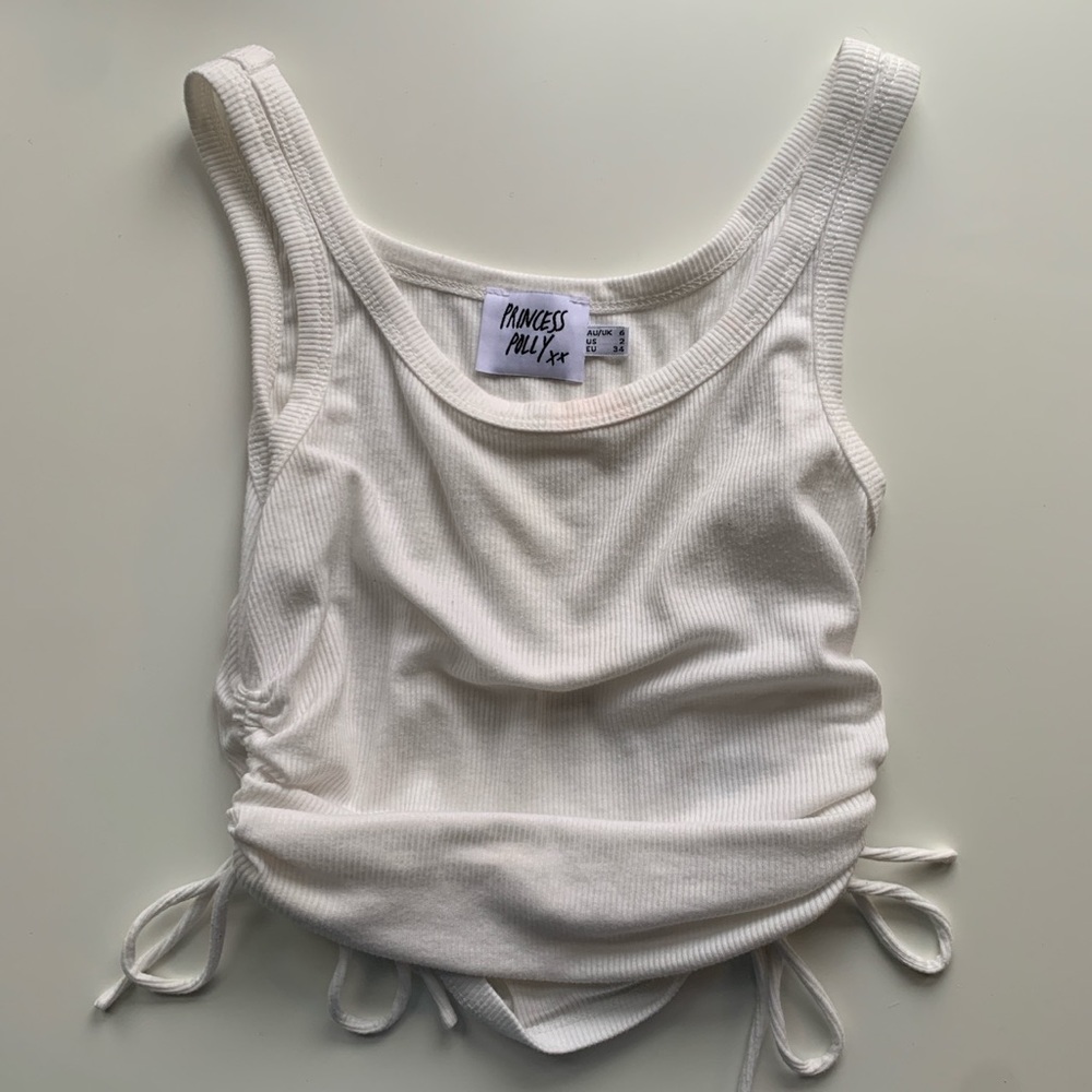 White crop top with ties